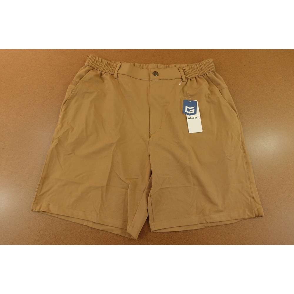 G Gradual Mens Size Large Slim Fit Brown 7" Inseam Lightweight Golf Shorts NWT
